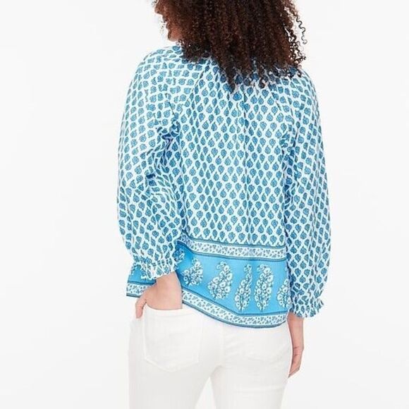J. Crew Cotton Block Print Artist Blouse Top Size L - Picture 12 of 13